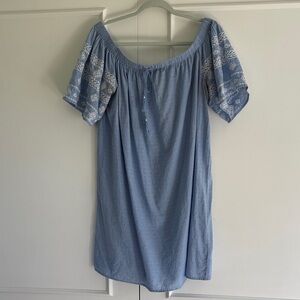 Old Navy Blue Mini Dress with White Embroidery